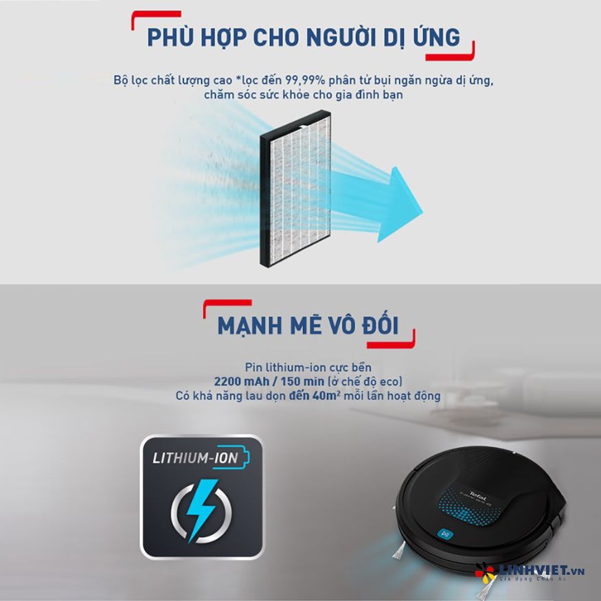 Robot hút bụi lau nhà Tefal RG8275WH S45 - Đen