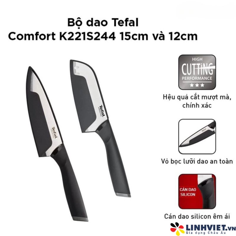 Bộ 2 dao làm bếp Tefal Comfort K221S244 (15cm, 12cm)