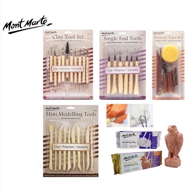 Đất sét tự khô và dụng cụ làm đất sét Mont Marte