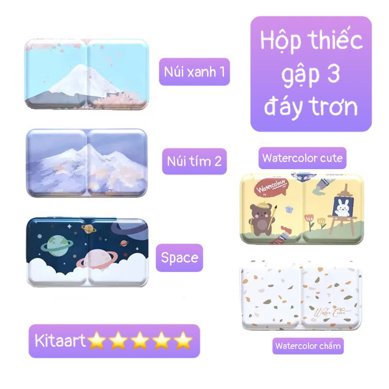 Hộp thiếc gập 3 mini rỗng đáy trơn