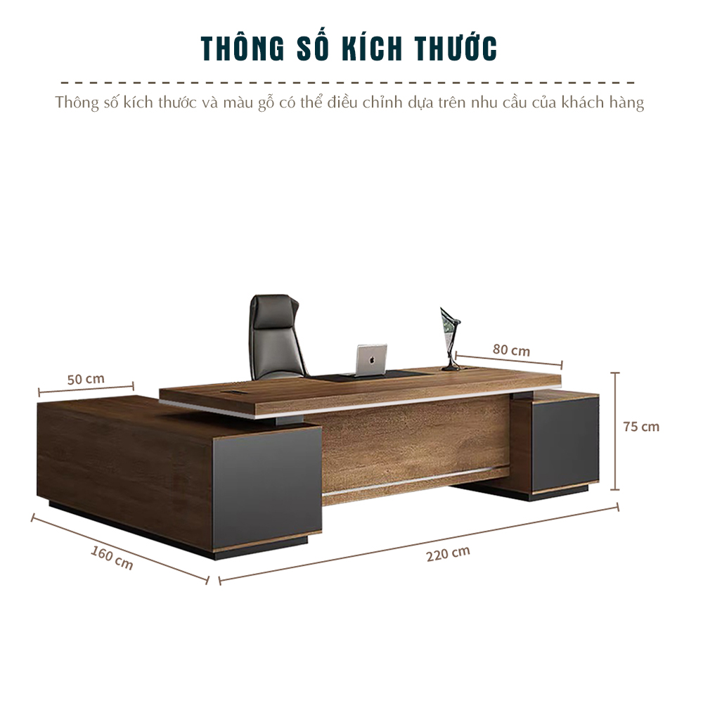 bàn làm việc có lỗ đi dây, tiện ích bàn giám đốc, FGBGD078, nội thất FERGUS