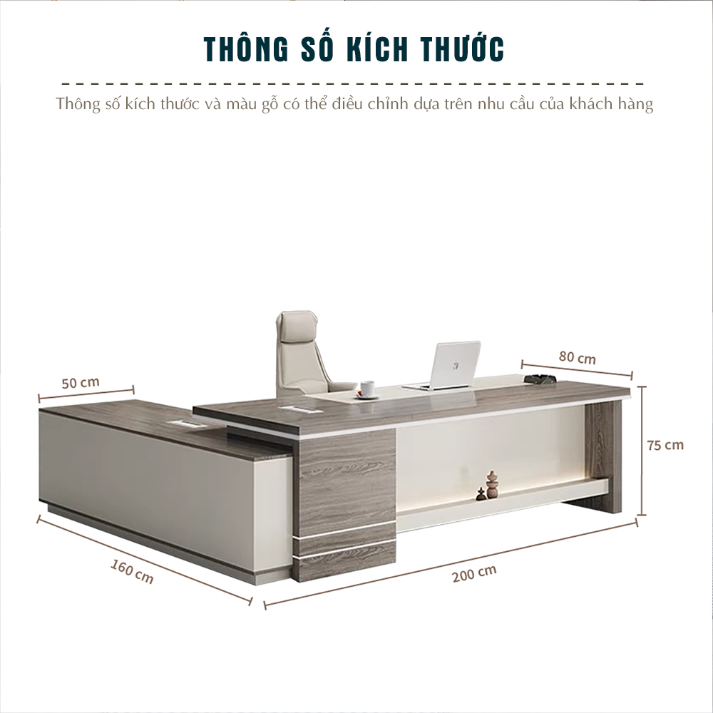 kích thước bàn giám đốc, bàn giám đốc cỡ lớn, thông số bàn làm việc, bàn giám đốc chữ L, bàn FERGUS chuẩn văn phòng
