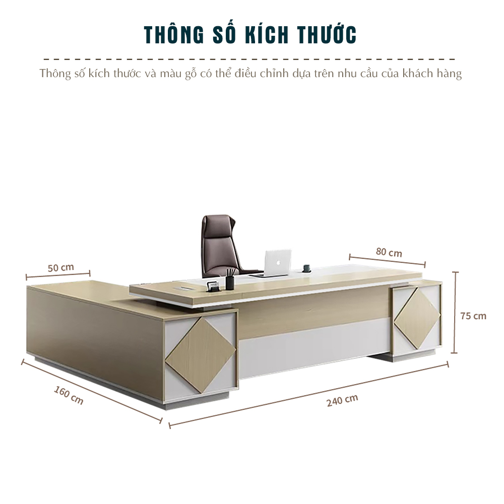 bàn giám đốc FGBGD083, bàn làm việc giám đốc hiện đại, nội thất FERGUS, bàn văn phòng gỗ MDF