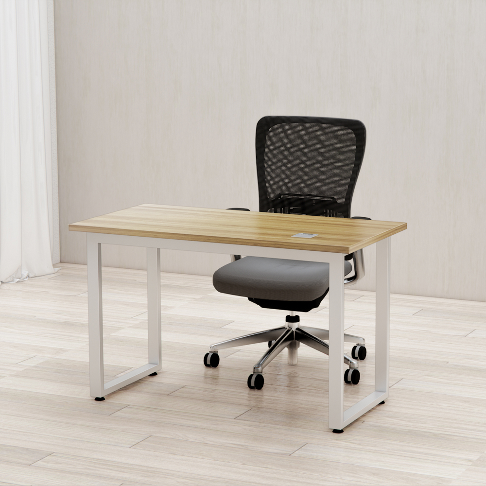 bàn nhân viên đơn giản, bàn làm việc 120x60, bàn chân sắt Melamin, nội thất văn phòng FERGUS, mẫu bàn gỗ sáng