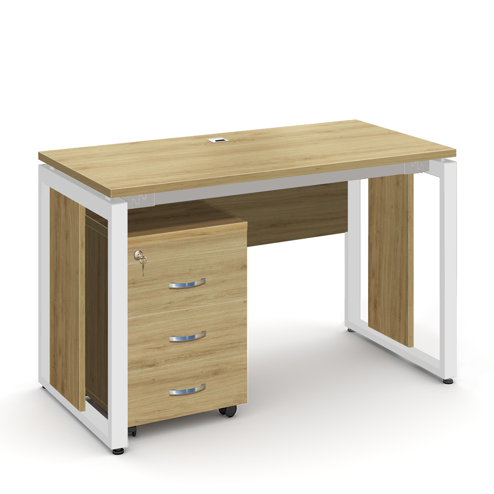 Bàn nhân viên chân sắt trắng