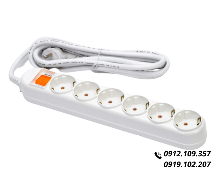 Ổ Cắm Điện Hàn Quốc 6 Lỗ 1 Công Tắc Dosel DM2219