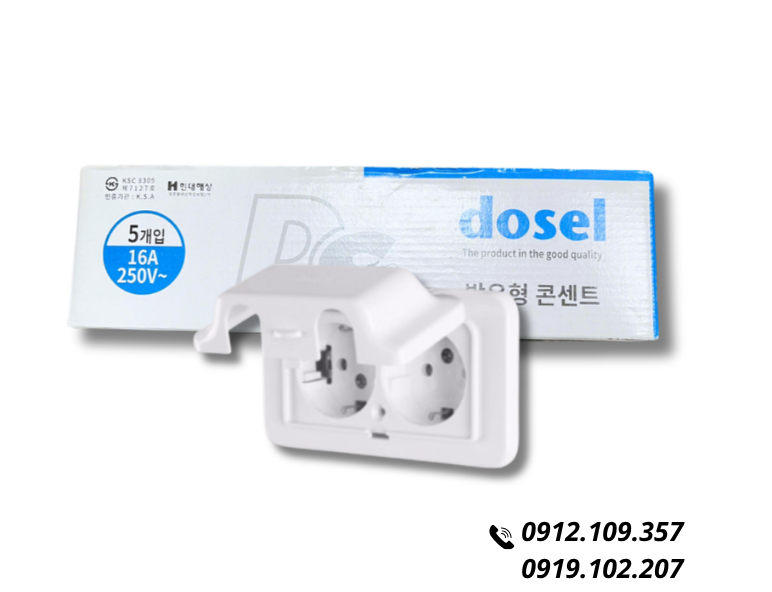 Ổ Cắm Điện Chống Nước Nắp Ngang Hàn Quốc Dosel DC2219 (Hộp 5 Cái)