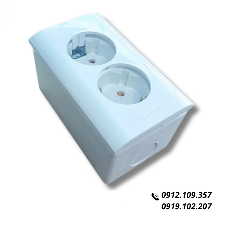 [Combo] Đế Dày Và Ổ Cắm Âm Tường 2 Lỗ Hàn Quốc Dosel