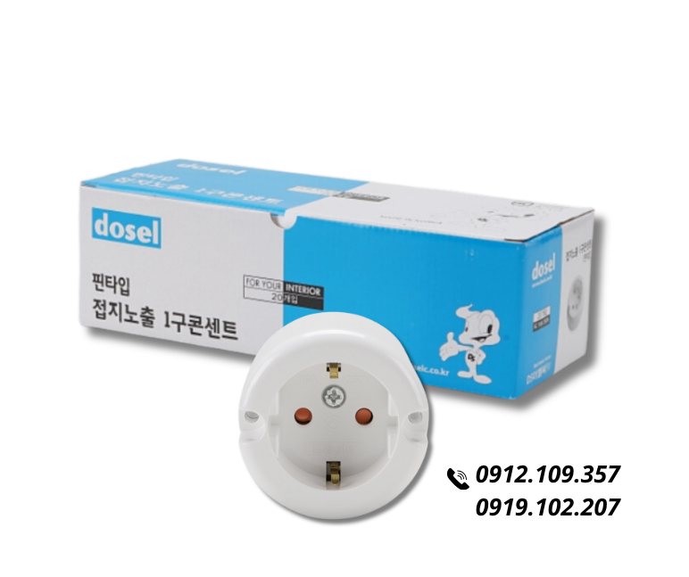 Ổ Cắm Điện Đế Nổi 1 Chấu Hàn Quốc Dosel DC1210 (Hộp 20 Cái)