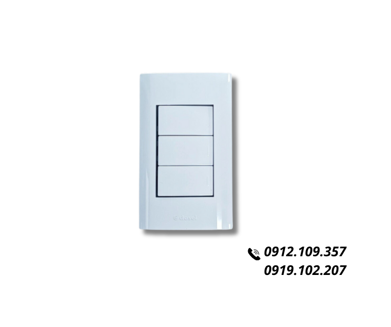 Công Tắc Điện 3 Nút Nhấn Một Chiều Hàn Quốc Dosel DLW2108 (Hộp 10 Cái)