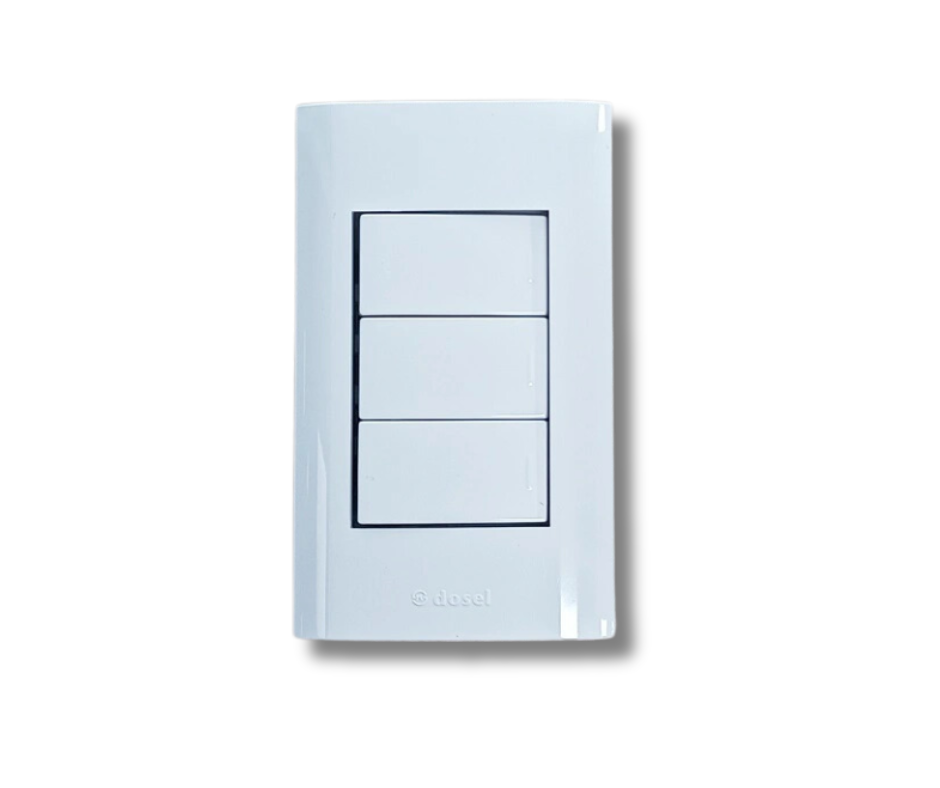 Công Tắc Điện Âm Tường 3 Nút Nhấn Hàn Quốc Dosel DLW2108