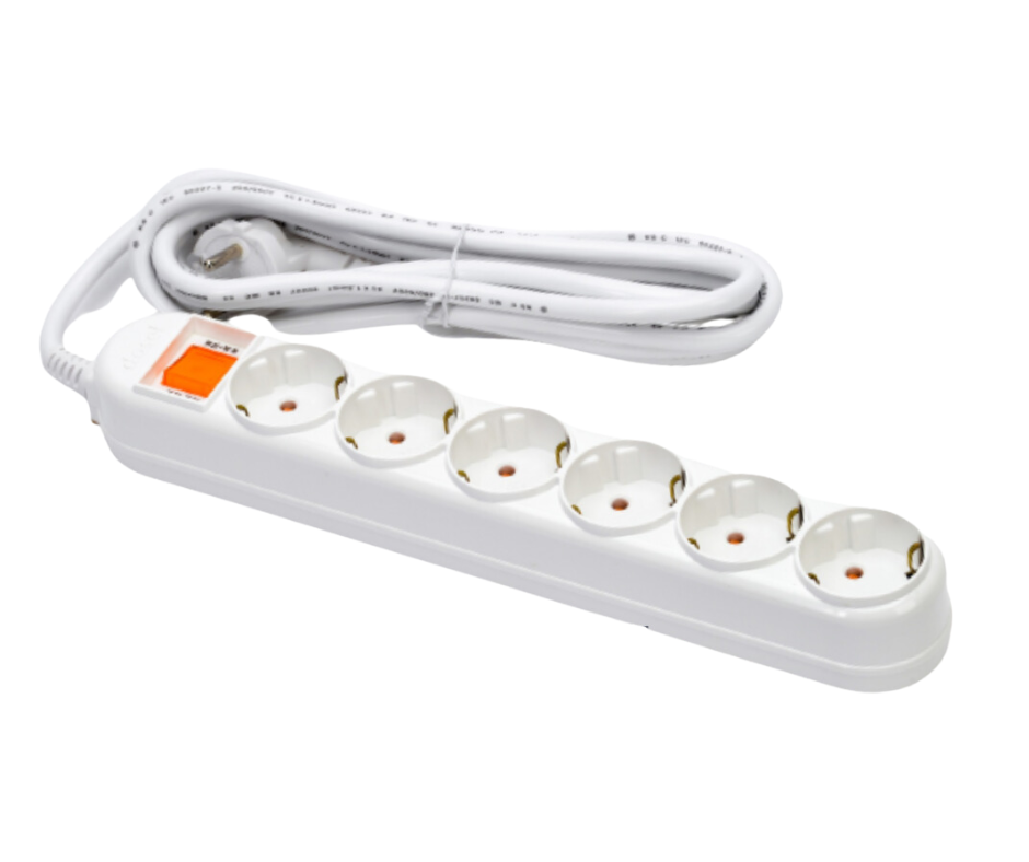 Ổ Cắm Điện Hàn Quốc 6 Lỗ 1 Công Tắc Dosel DM2219