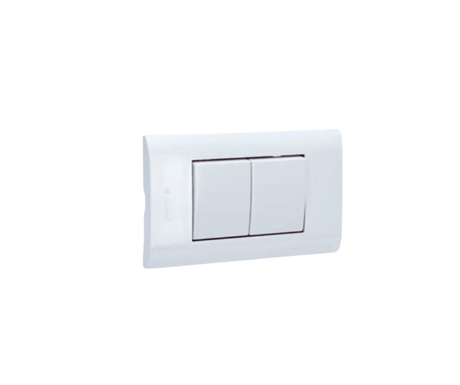 Công Tắc Điện 2 Nút Nhấn Một Chiều Hàn Quốc Dosel DLW2107 (Hộp 10 Cái)