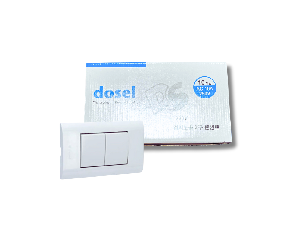 Công Tắc Điện 2 Nút Nhấn Một Chiều Hàn Quốc Dosel DLW2107 (Hộp 10 Cái)