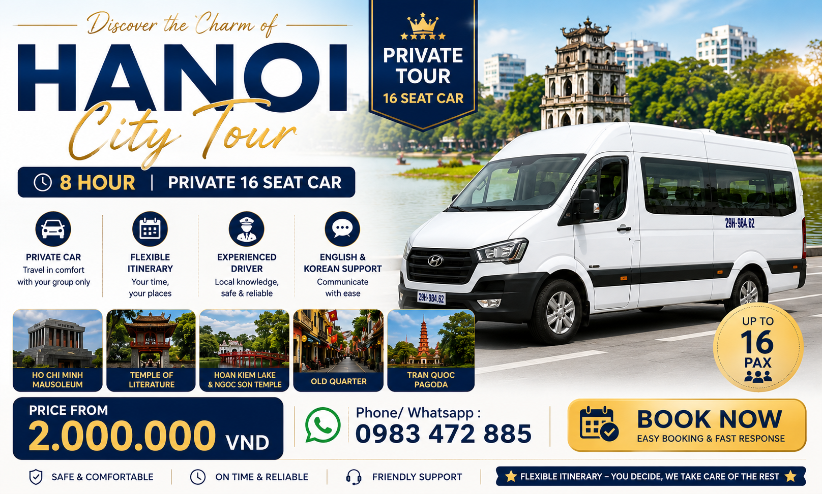 Ha Noi City Tour ( 8-10 hour ) - Private 16 SEAT CAR