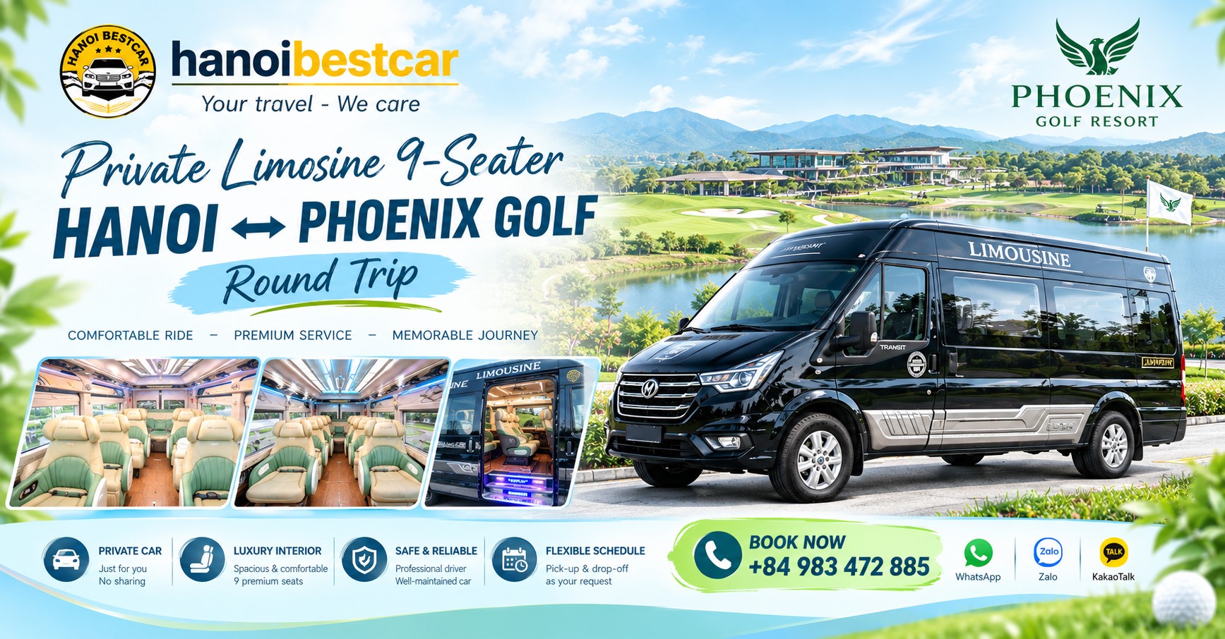 Phoenix Golf Resort Transfer from Hanoi- PRIVATE CAR & LIMOSINE
