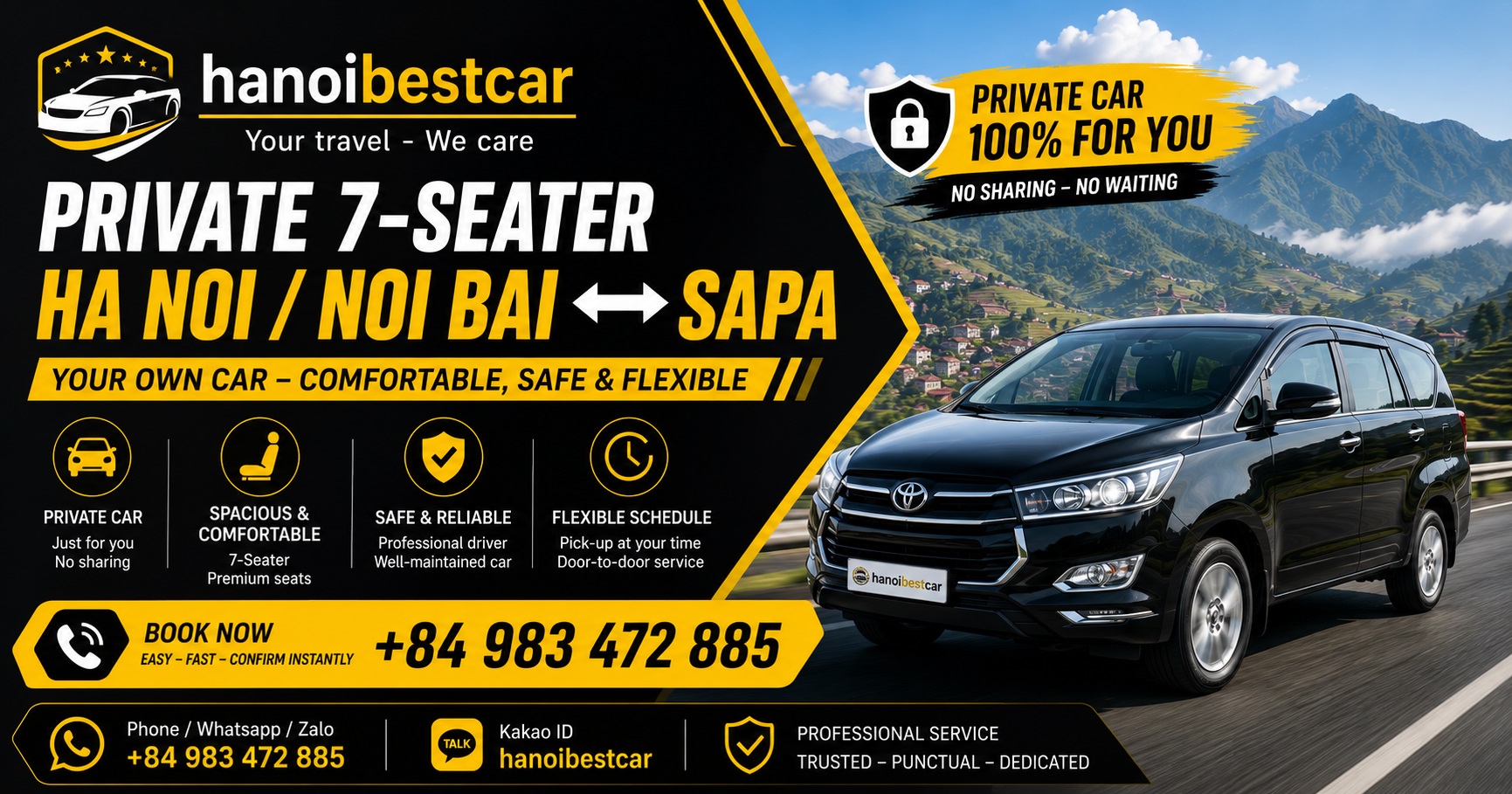 HA NOI / NOI BAI - SAPA ( SUV 7 SEAT PRIVATE CAR)