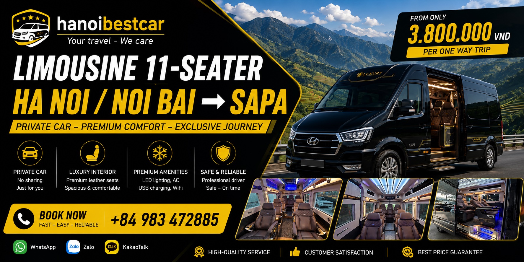 HA NOI / NOI BAI - SAPA ( LIMOSINE 11 SEAT PRIVATE CAR)