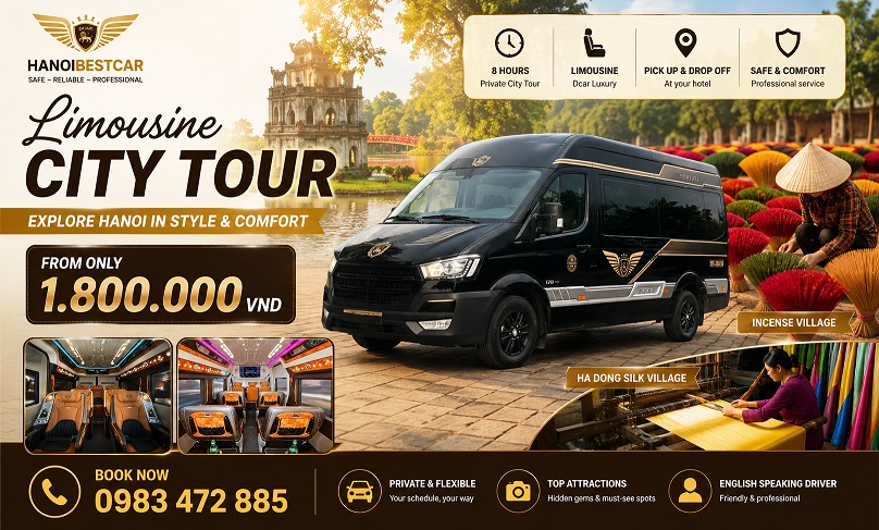 Ha Noi City Tour ( 8-10 hour ) - Private LIMOSINE 9 SEAT