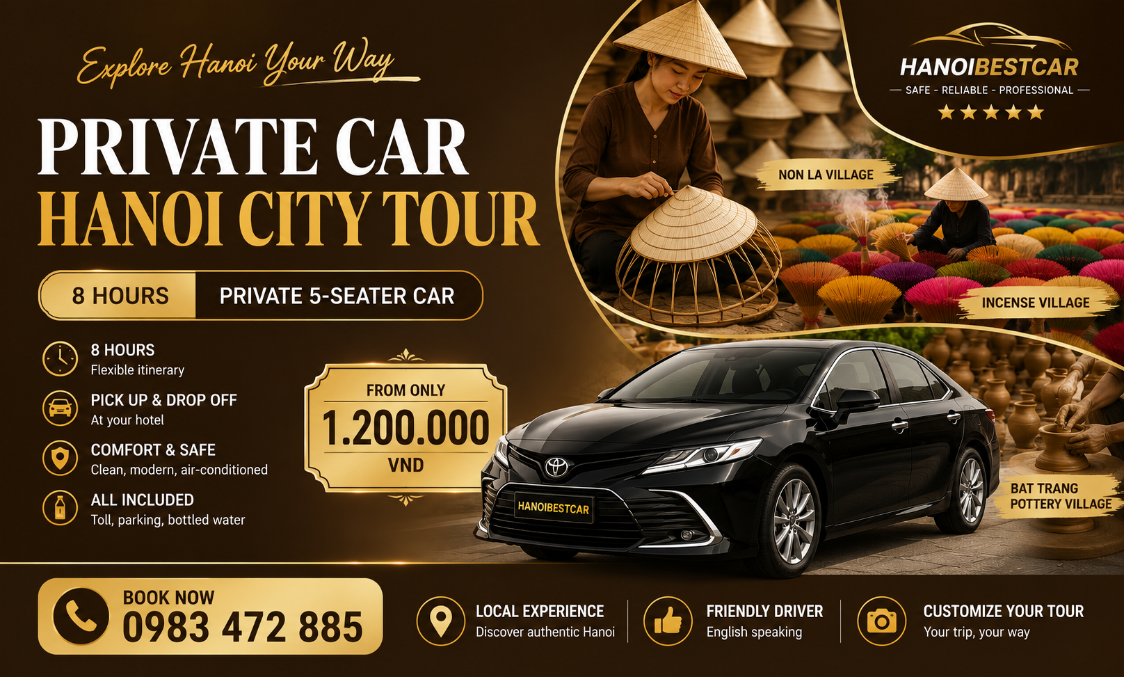 Ha Noi City Tour ( 8 hour ) - Private 5 SEAT car