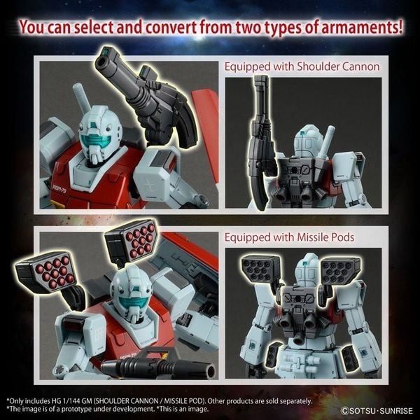 Mô hình lắp ráp Gundam Bandai HG GTO 1/144 GM Shoulder Cannon / Missile Pod