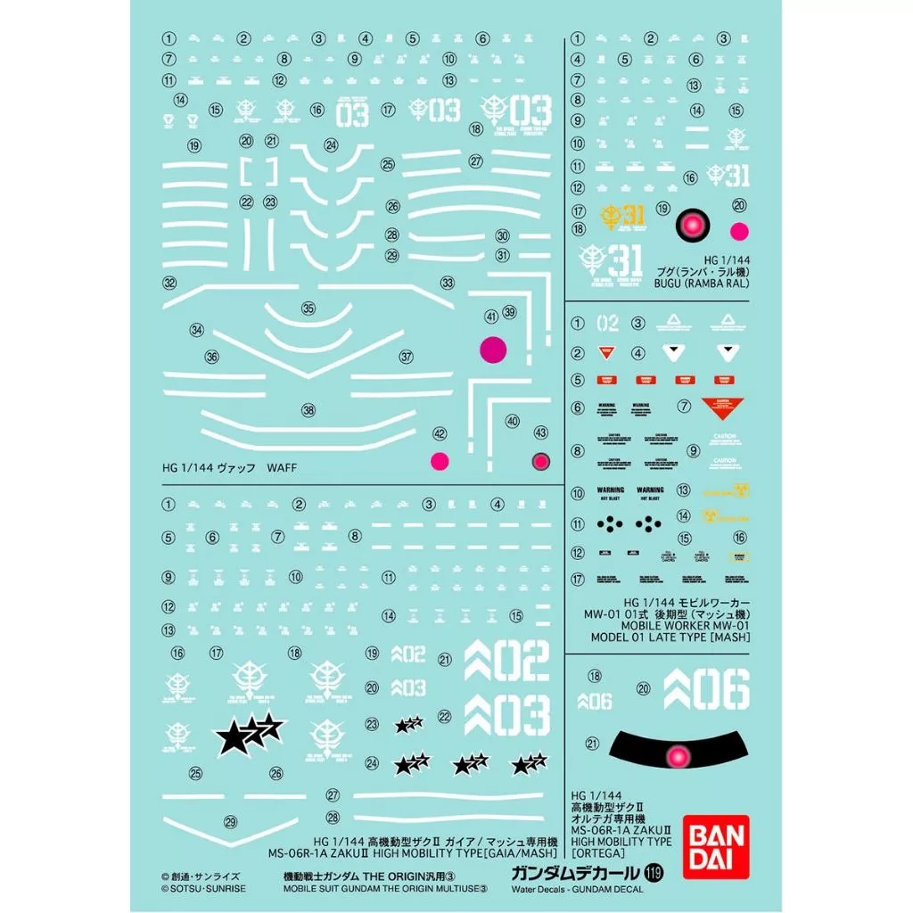 GUNDAM DECAL119 MOBILE SUIT GUNDAM THE ORIGIN MULTIUSE ③