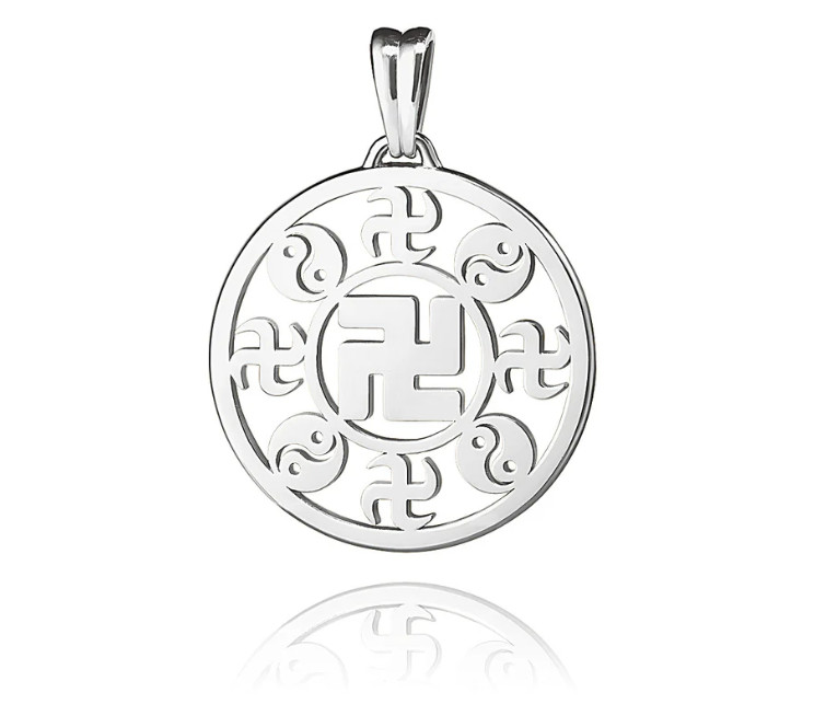 Mặt dây chuyền chữ Vạn vàng trắng 18kt - 22mm (Wan Pendant - 18kt White Gold 22mm)