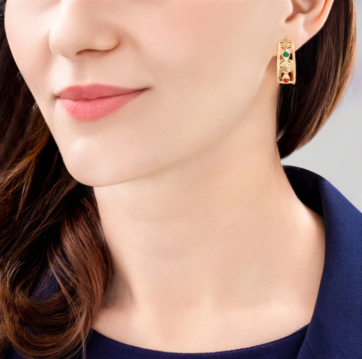 Khuyên tai - Hoa Mẫu Đơn (Golden Tang Peony Hoop)