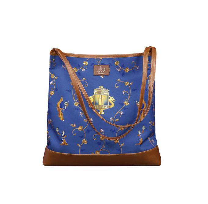 Túi vải Đèn Lồng Duyên Dáng - Quai da - Xanh da trời (Lantern Grace)