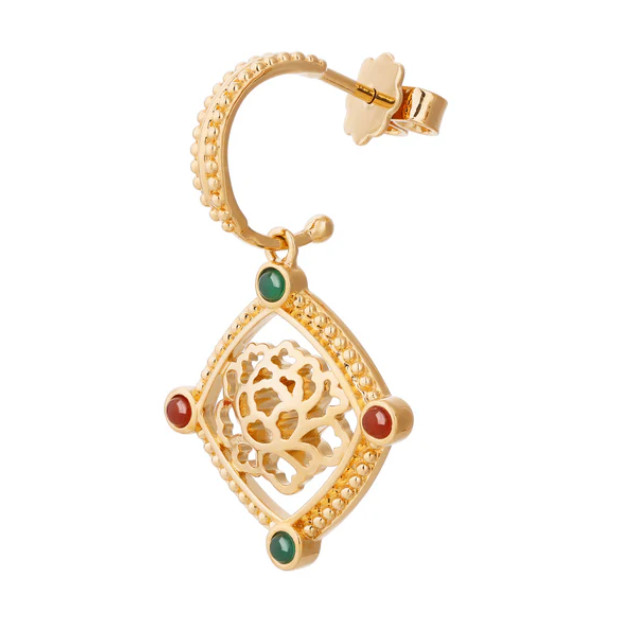 Khuyên tai - Hoa Mẫu Đơn (Golden Tang Peony Dangle)