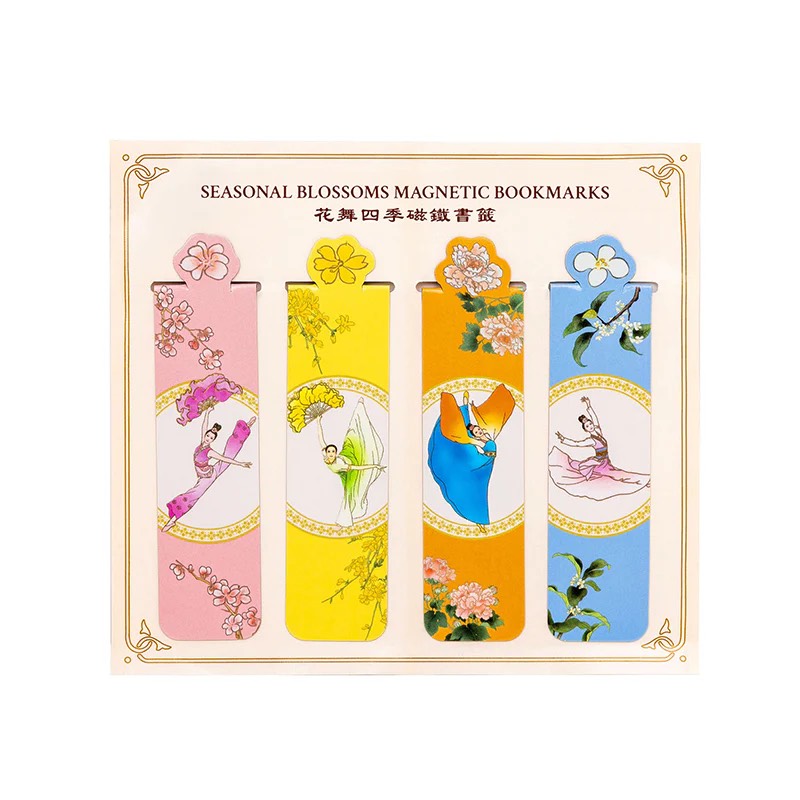 Thẻ đánh dấu trang nam châm - các loài hoa (Seasonal Blossoms Bookmark (set of 4))
