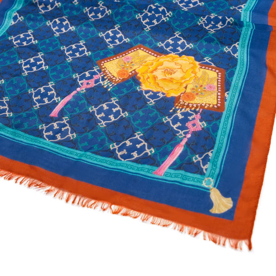 Khăn quàng dài - Nét Tao Nhã Người Mãn Châu - Xanh đậm (Manchurian Elegance)