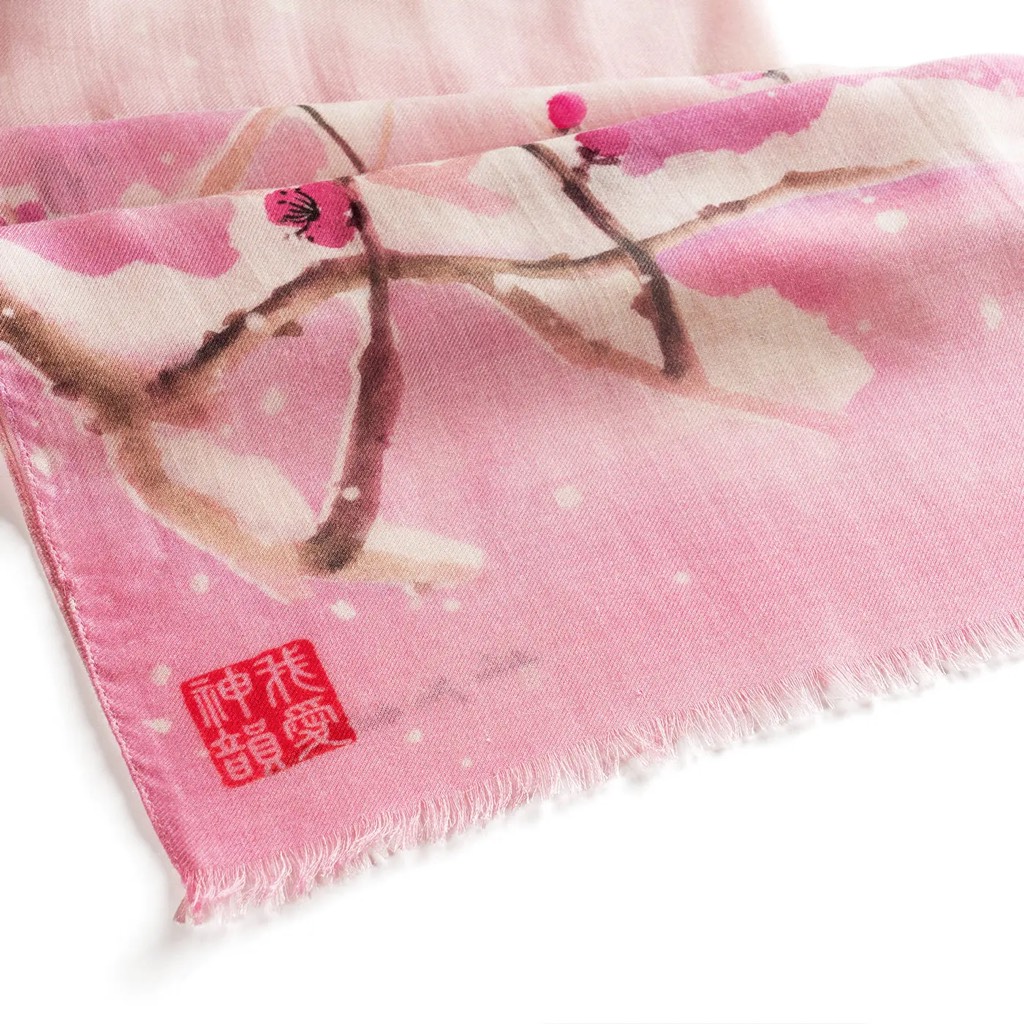 Khăn quàng dài- Hoa mai hồng (Plum Blossom)