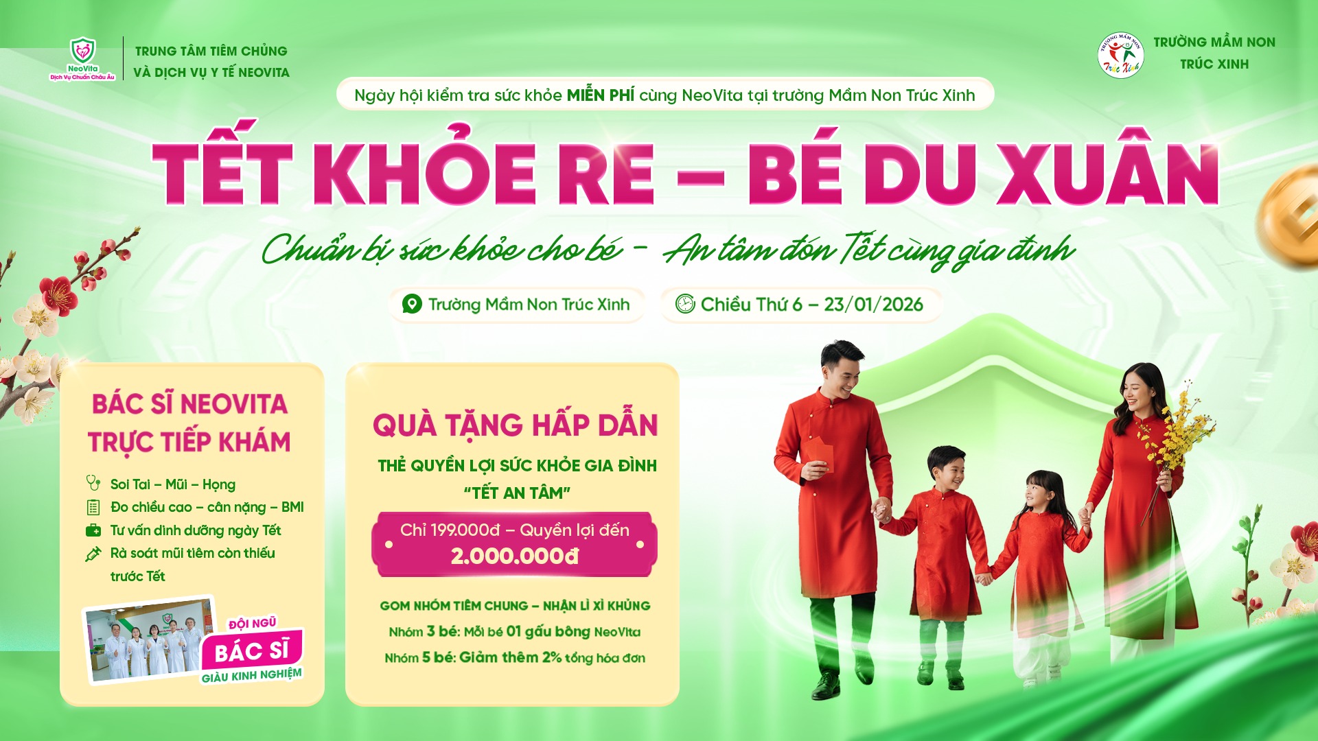 TẾT KHỎE RE – BÉ DU XUÂN: NGÀY HỘI KIỂM TRA SỨC KHỎE MIỄN PHÍ CHO TRẺ MẦM NON CÙNG NEOVITA
