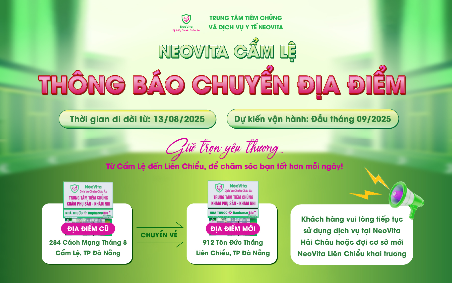 THÔNG BÁO CHUYỂN ĐỊA ĐIỂM – NEOVITA CẨM LỆ