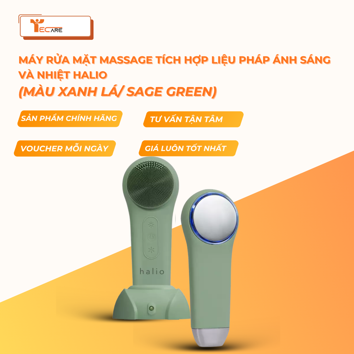 Halio Máy Rửa Mặt Massage Tích Hợp Liệu Pháp Ánh Sáng & Nhiệt Multi-task Cleansing Massaging Device