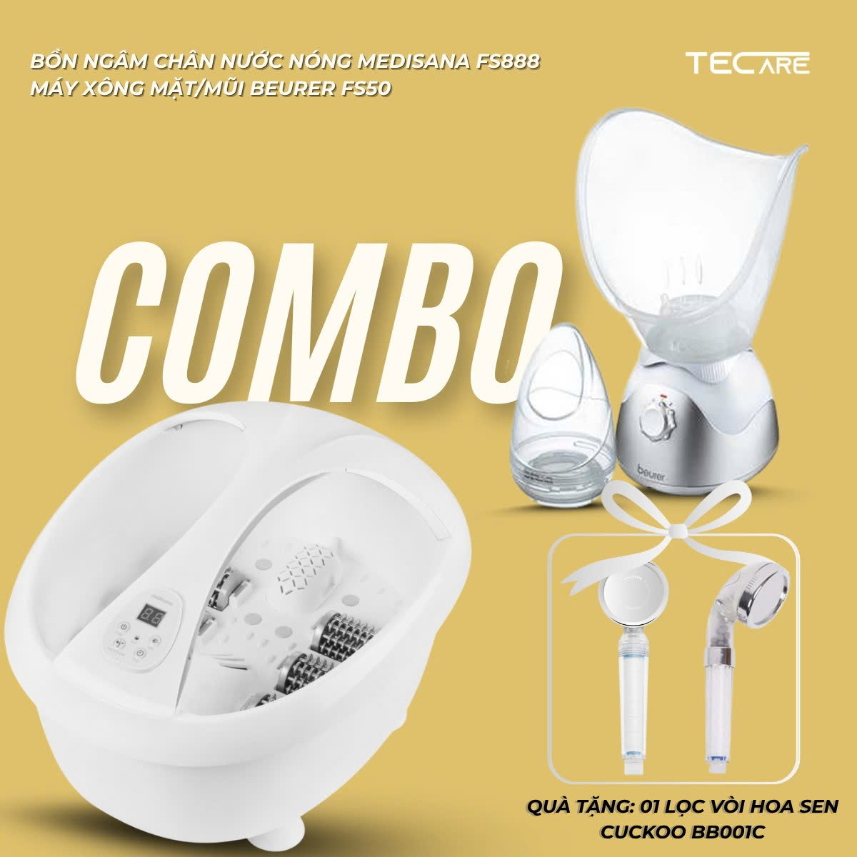 Medisana Bồn ngâm chân FS888 - Mua Combo Tặng kèm Vòi lọc hoa sen Cuckoo