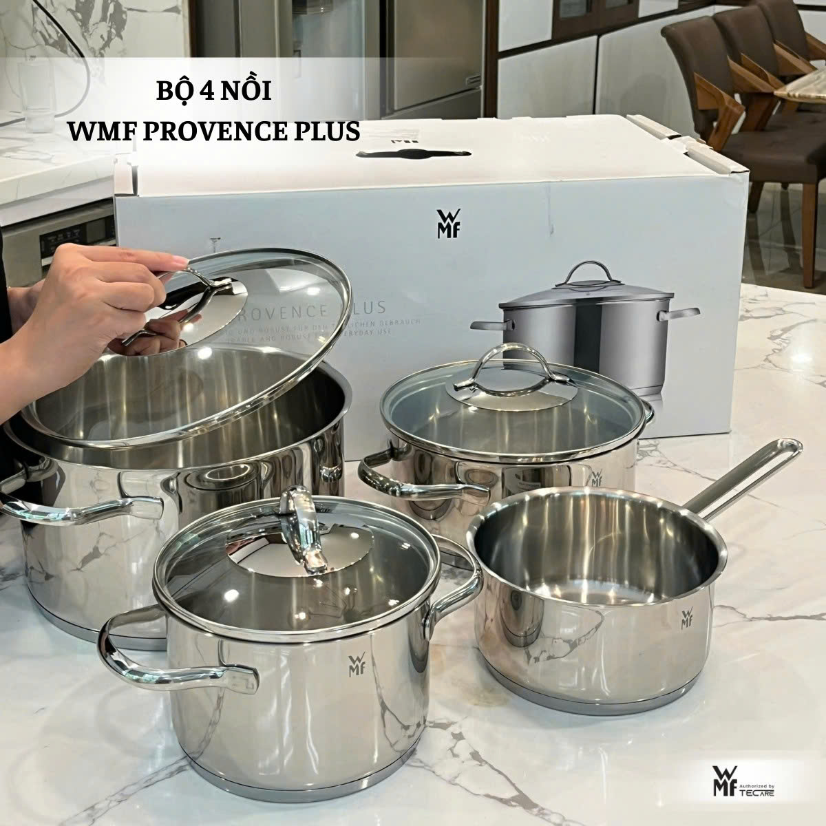 WMF Bộ Nồi 4 Món PROVENCE PLUS - 3 Nồi & 1 Quánh Không Nắp. Quà tặng: Máy sấy tóc Xiaomi