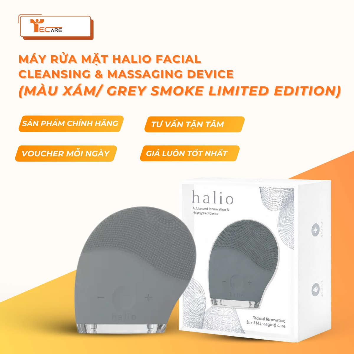 Halio Máy rửa mặt Facial Cleansing & Massaging Device - Xám, Hồng đậm, Hồng nhạt
