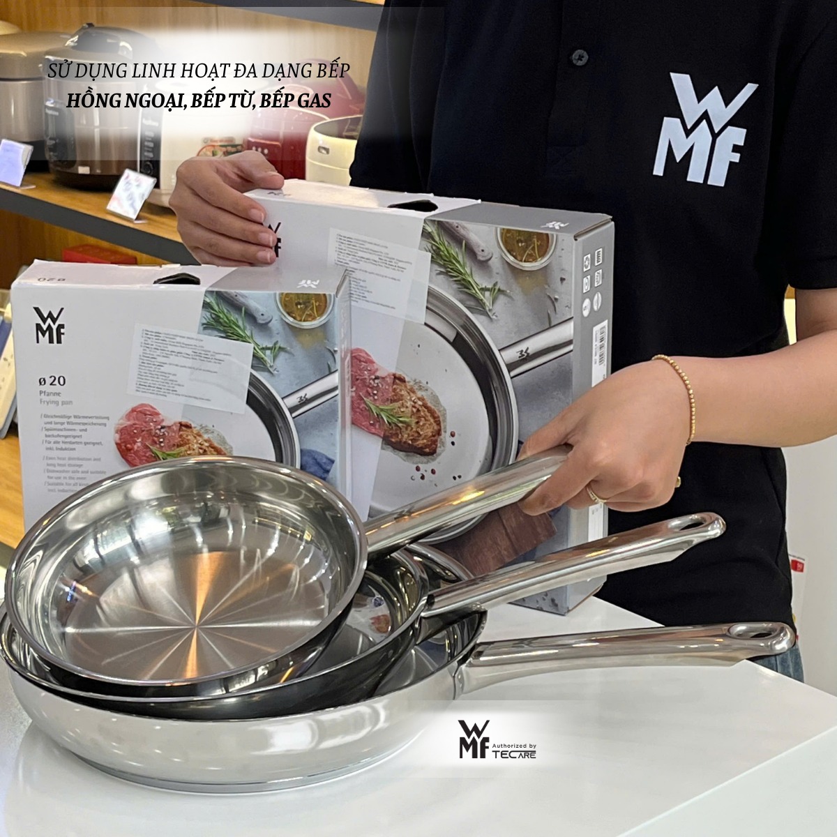 WMF Chảo thép Profi, thép không gỉ Cromargan - 20cm,24cm,28cm