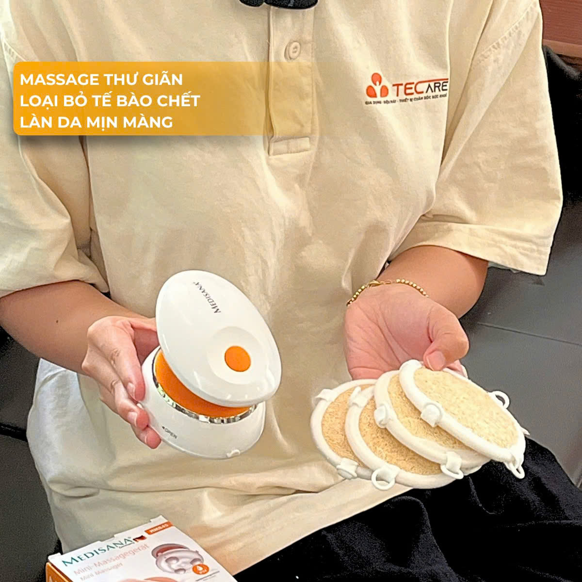 Medisana Máy Massage, Tẩy Da Chết Cầm Tay Mini 2in1 HM845