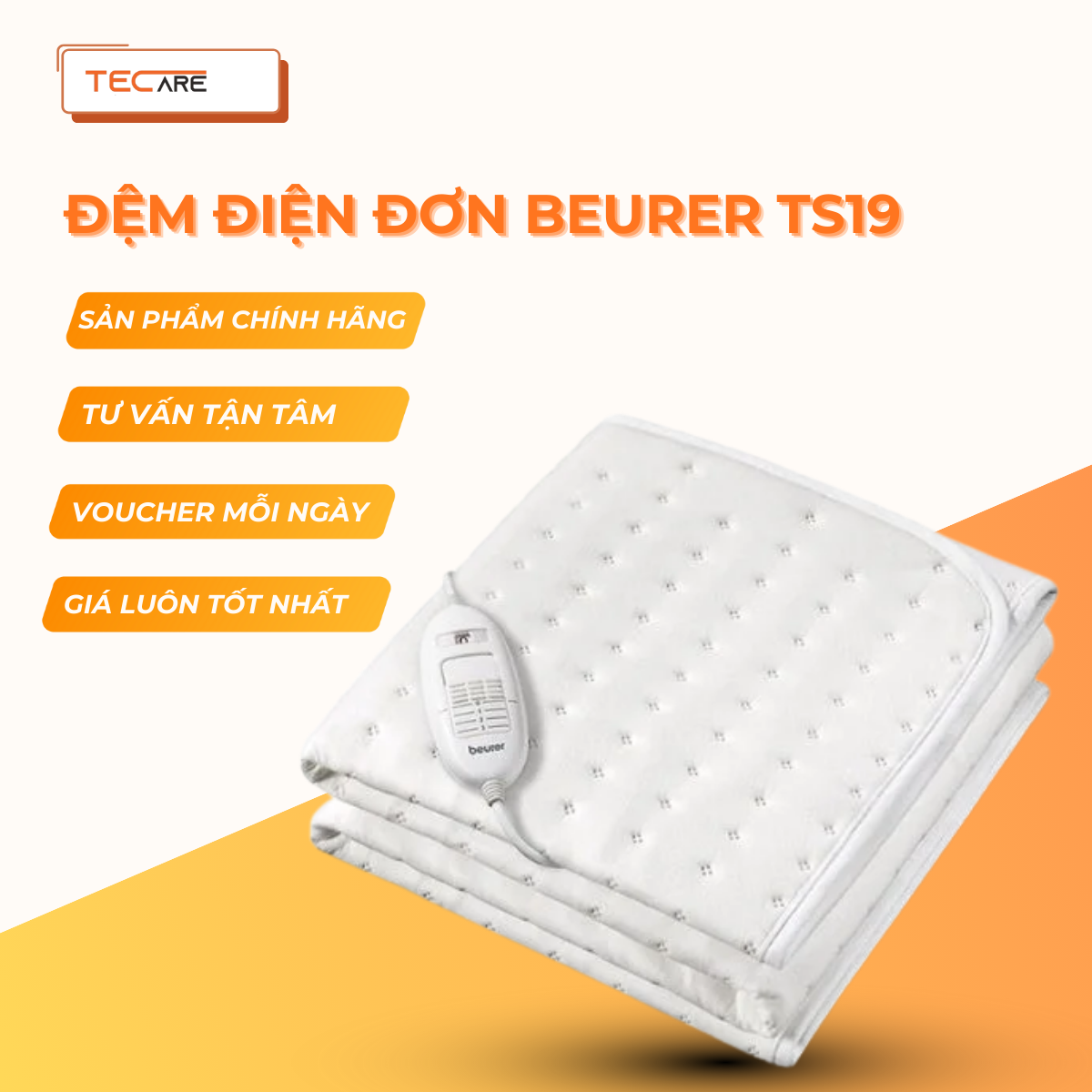Beurer đệm điện đơn TS19 - công suất 50W