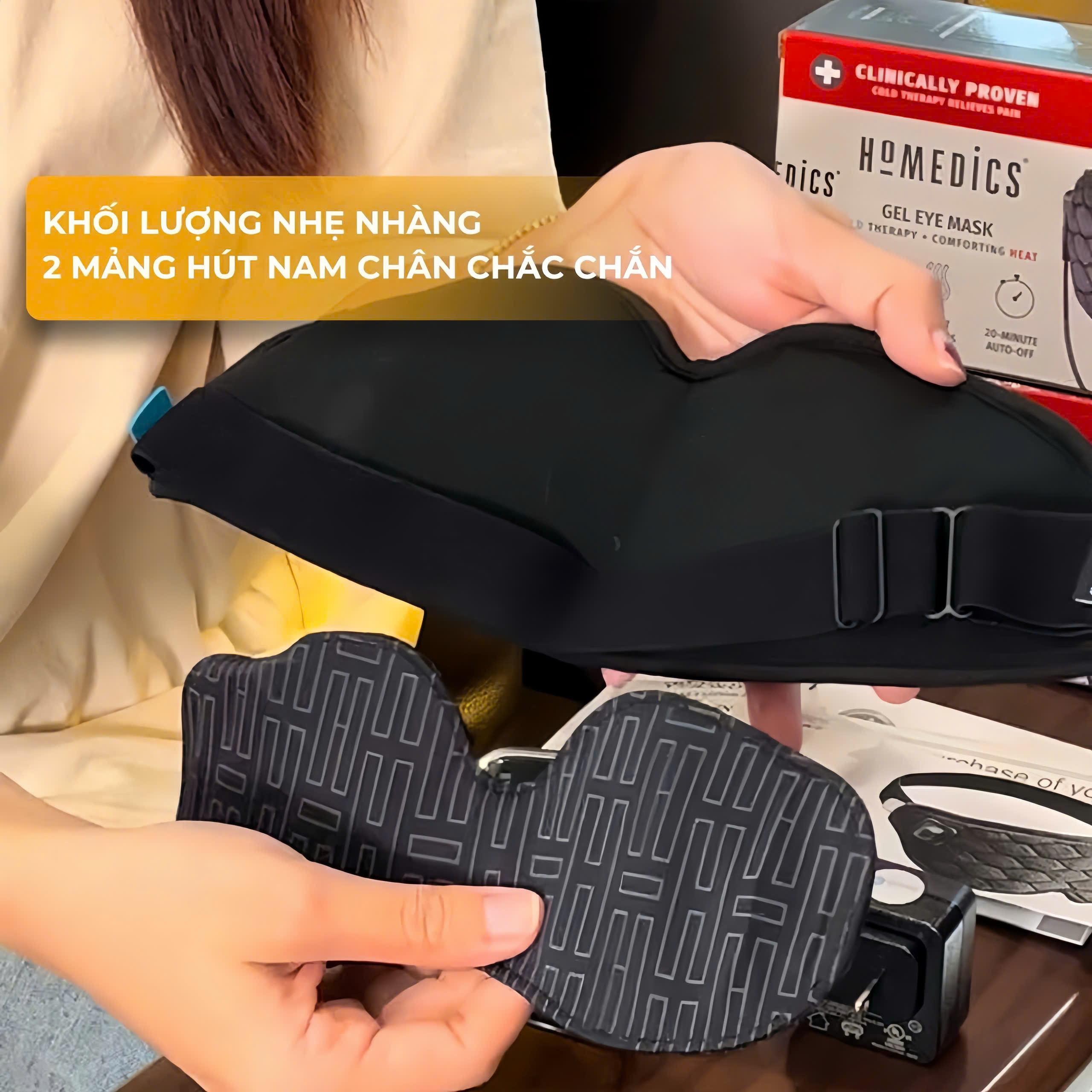 [COMBO MÙA HÈ] Đai massage chườm nóng bụng + Đai massage chườm nóng mắt Homedics