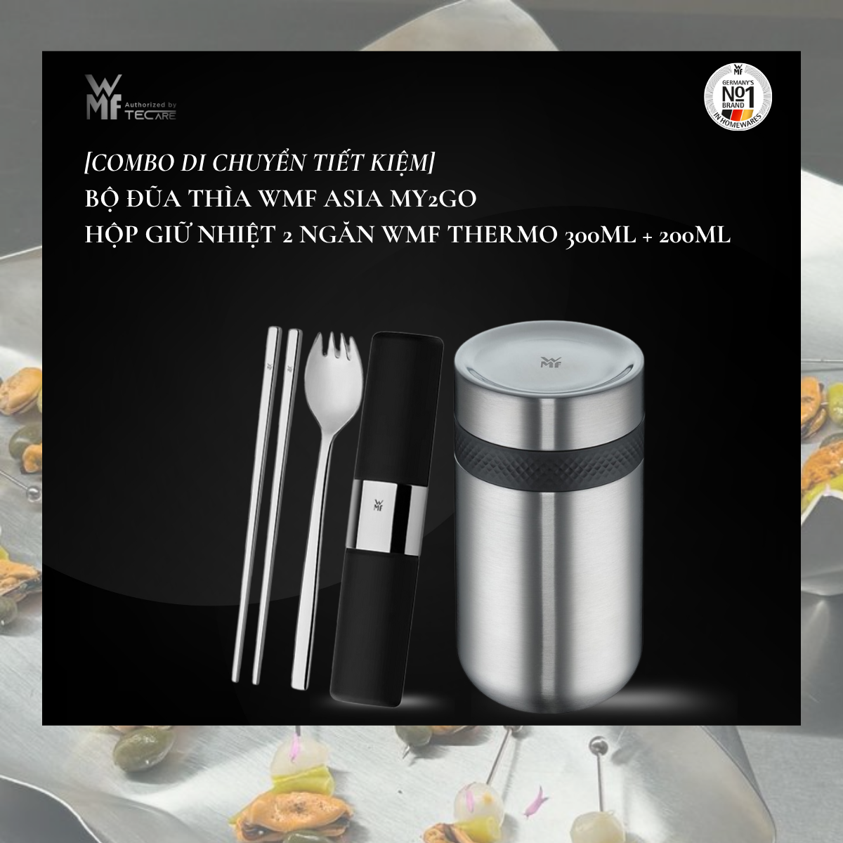 WMF hộp giữ nhiệt 2 ngăn THERMO - Thép không gỉ - Dung tích 300ml + 200ml