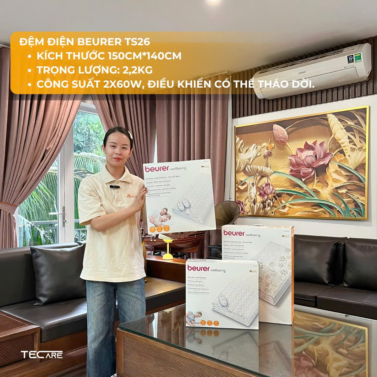 Beurer đệm điện đôi TS26 XXL - công suất 120W