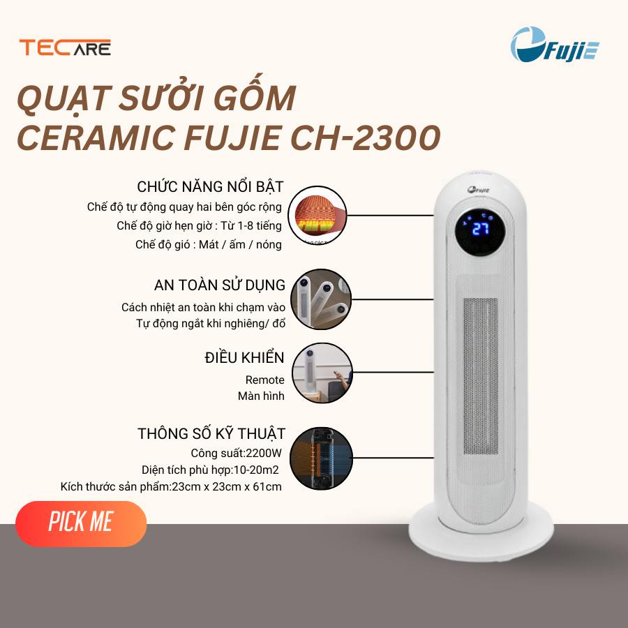 Quạt sưởi gốm Ceramic FujiE CH-2300