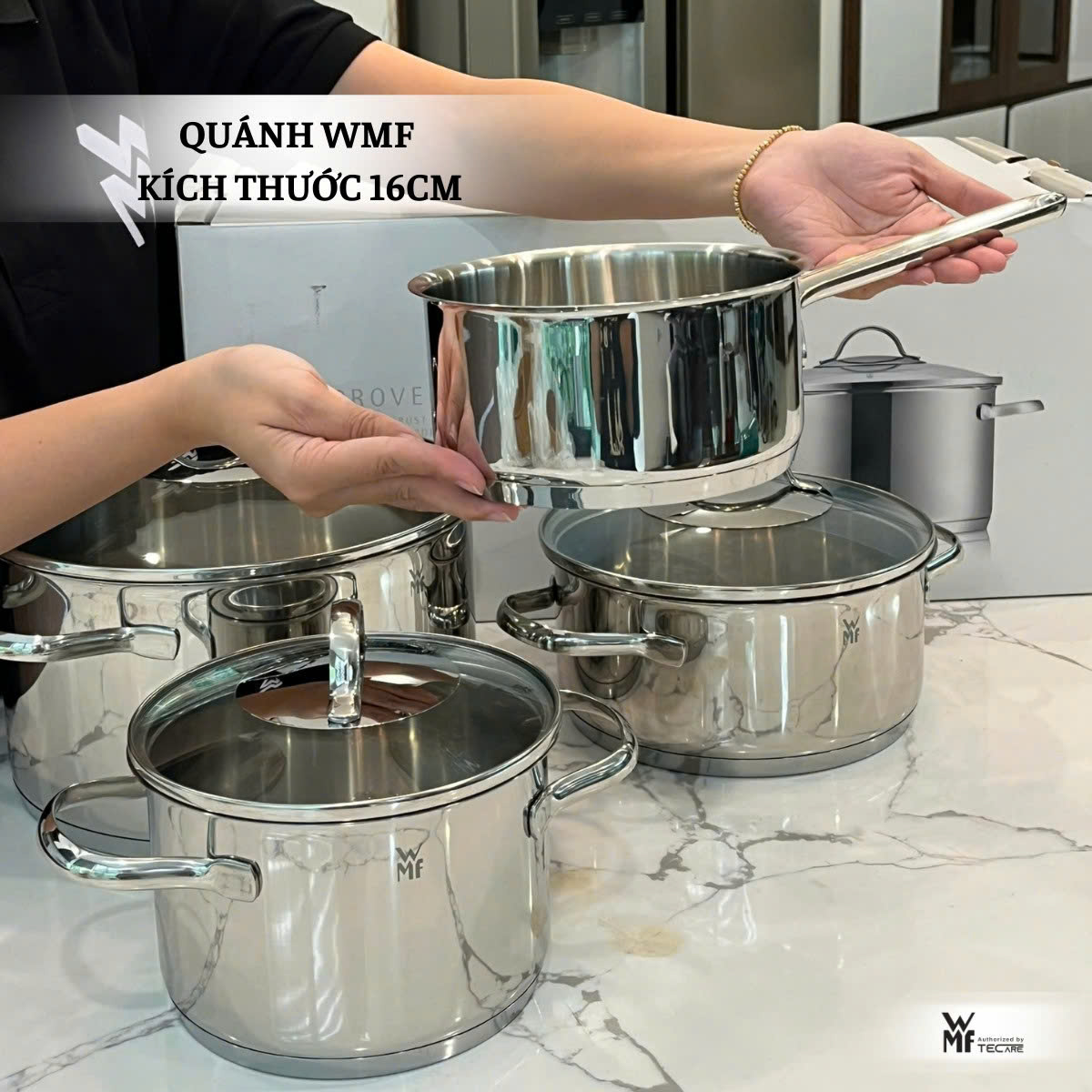 WMF Bộ Nồi 4 Món PROVENCE PLUS - 3 Nồi & 1 Quánh Không Nắp. Quà tặng: Máy sấy tóc Xiaomi