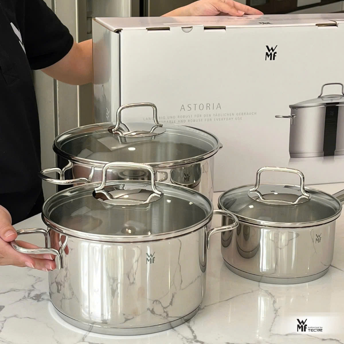 WMF Bộ Nồi 3 Món Astoria Cookware - 2 Nồi + 1 Quánh. Quà tặng: Máy sấy tóc Xiaomi