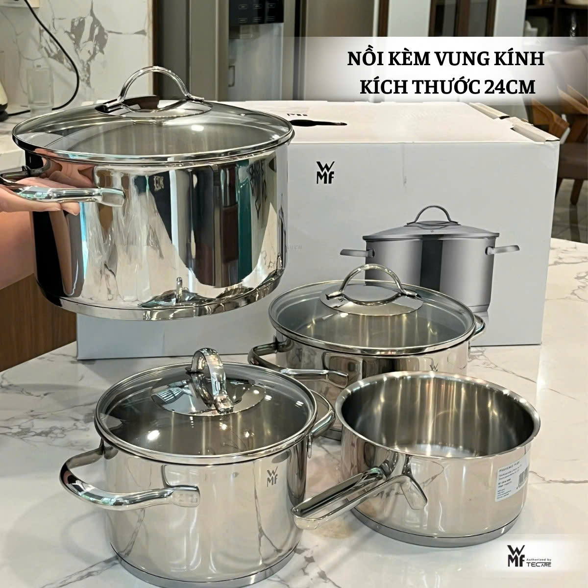 WMF Bộ Nồi 4 Món PROVENCE PLUS - 3 Nồi & 1 Quánh Không Nắp. Quà tặng: Máy sấy tóc Xiaomi