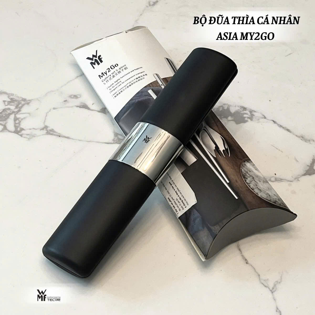 WMF bộ đũa thìa cá nhân Asia My2Go (Hộp Đựng Màu Đen), thép không gỉ Cromargan - 20cm